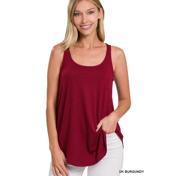 1X Dark Burgundy Scoop Neck Round Hem Tank Top Zenana Plus size comfy cool - Picture 13 of 13